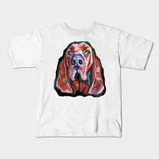 Redbone COONHOUND Dog Bright colorful pop dog art Kids T-Shirt